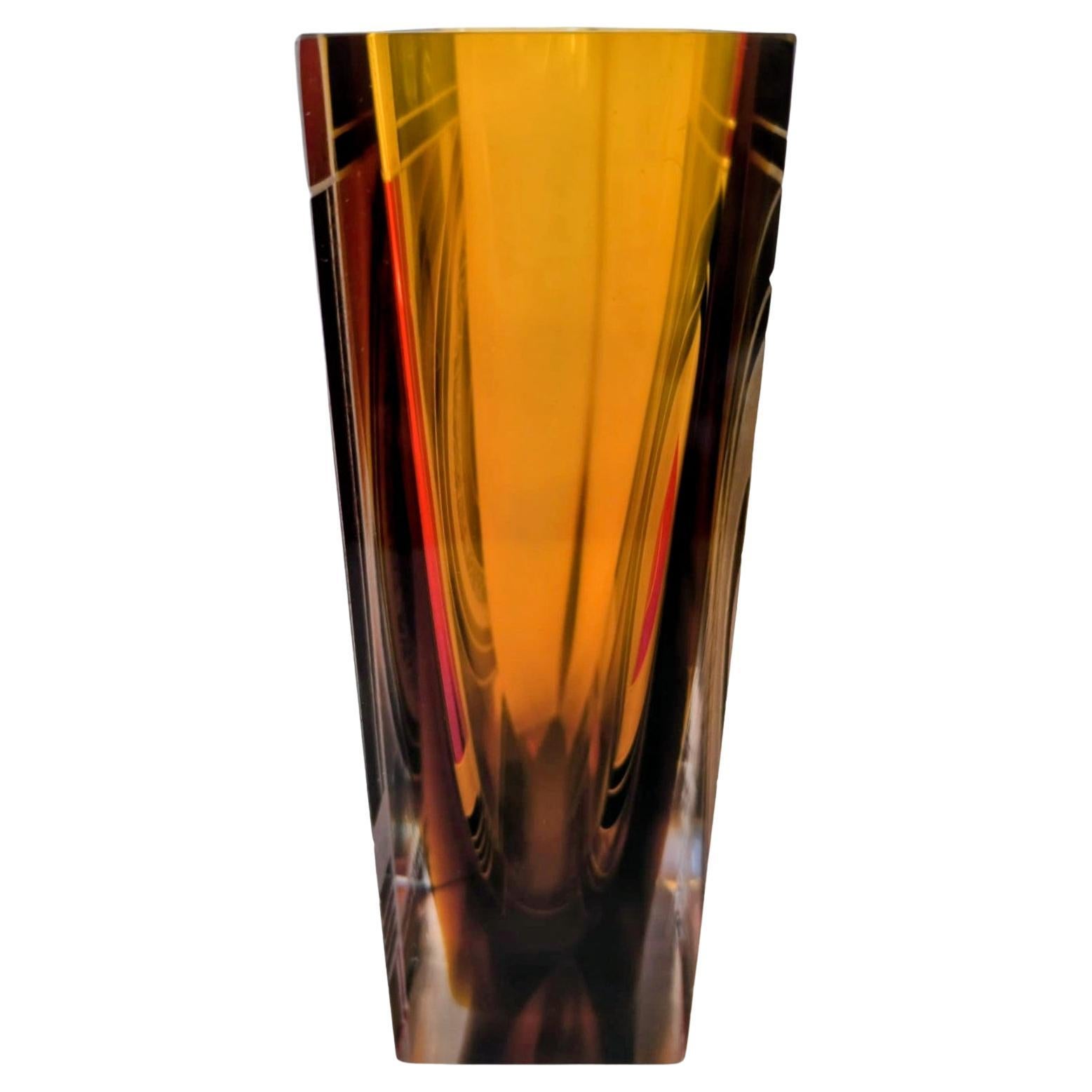 Smaltato Vaso alto in vetro decorato con smalto geometrico Art Decor, 1930 ca. in vendita