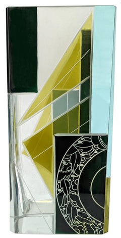 Grand vase Art Déco en verre et émail gravé par Karl Palda, République tchèque, vers 1930