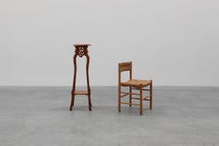 Art Deco tall pedestal in oak with 2 levels, France ca. 1915