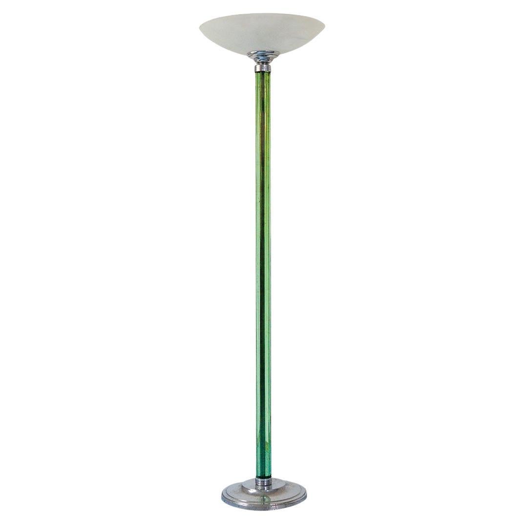 Tall French Art Deco Chrome Floor Lamp For Sale at 1stDibs tall