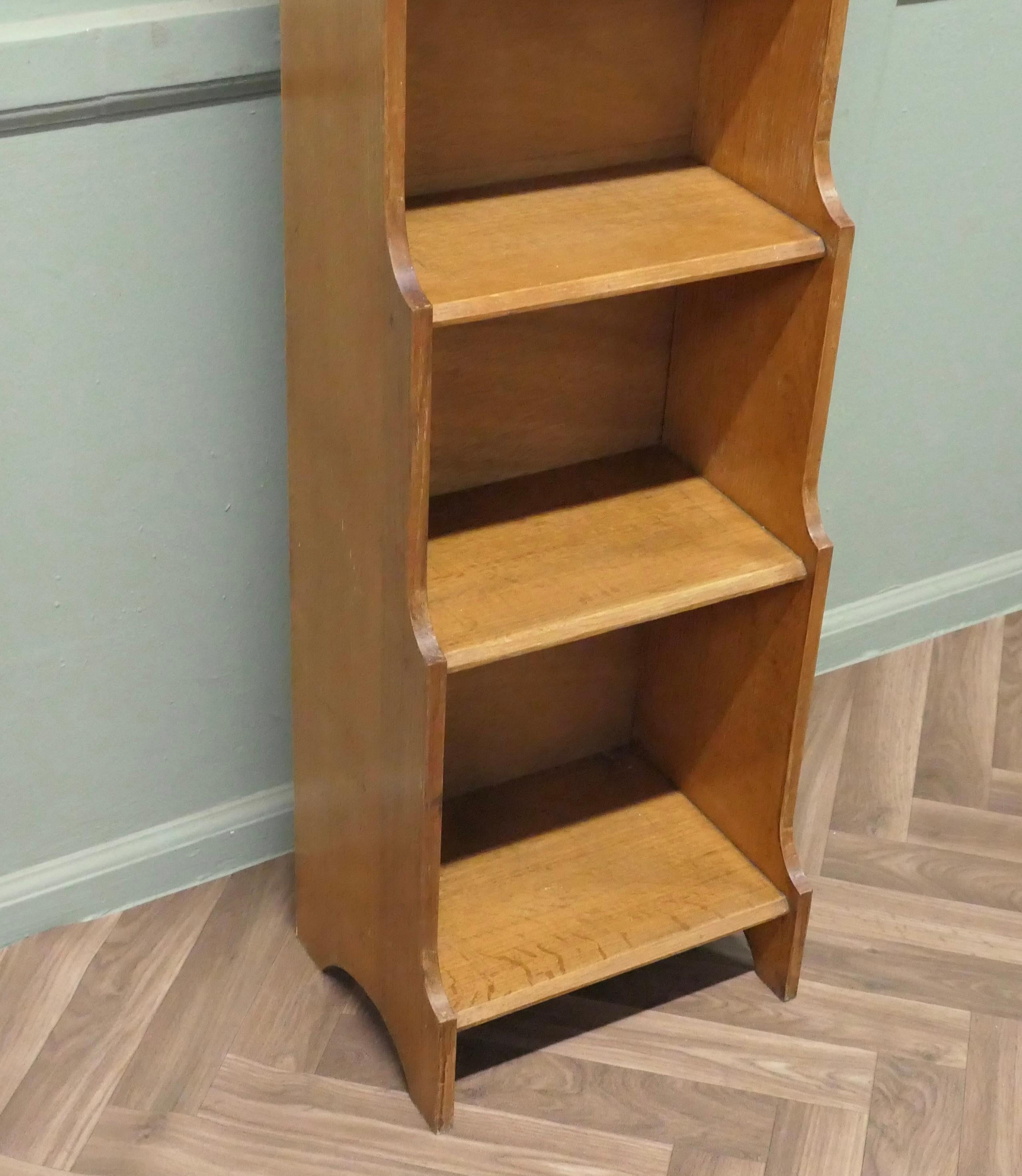 Art Deco Tall Slim Golden Oak Bookcase. For Sale 2