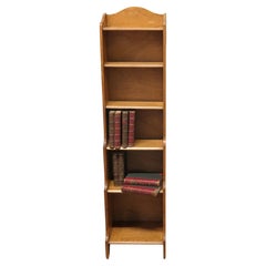 Art Deco Tall Slim Golden Oak Bookcase.