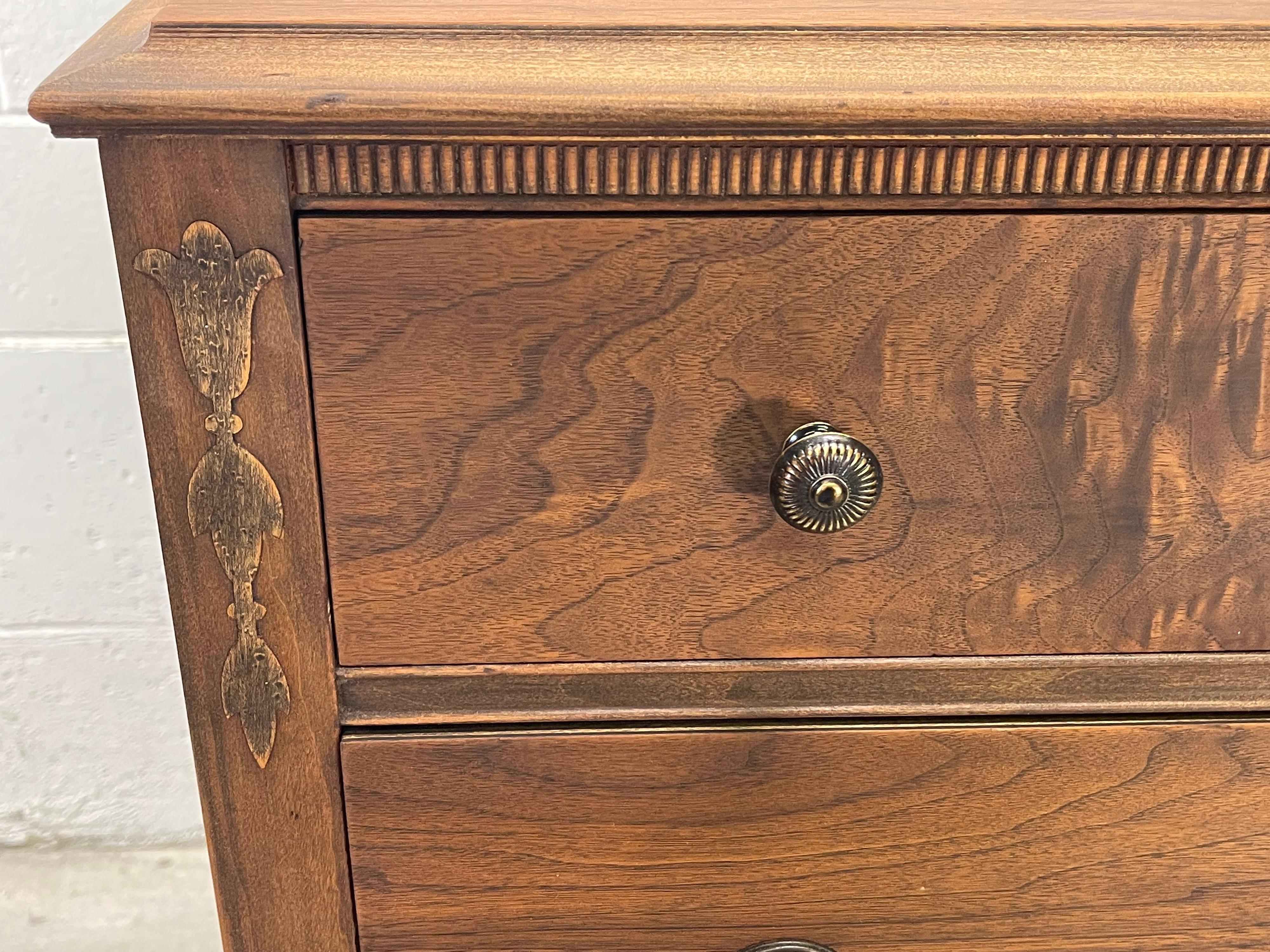 Art Deco Tall Walnut Wood Dresser In Good Condition In Amherst, NH