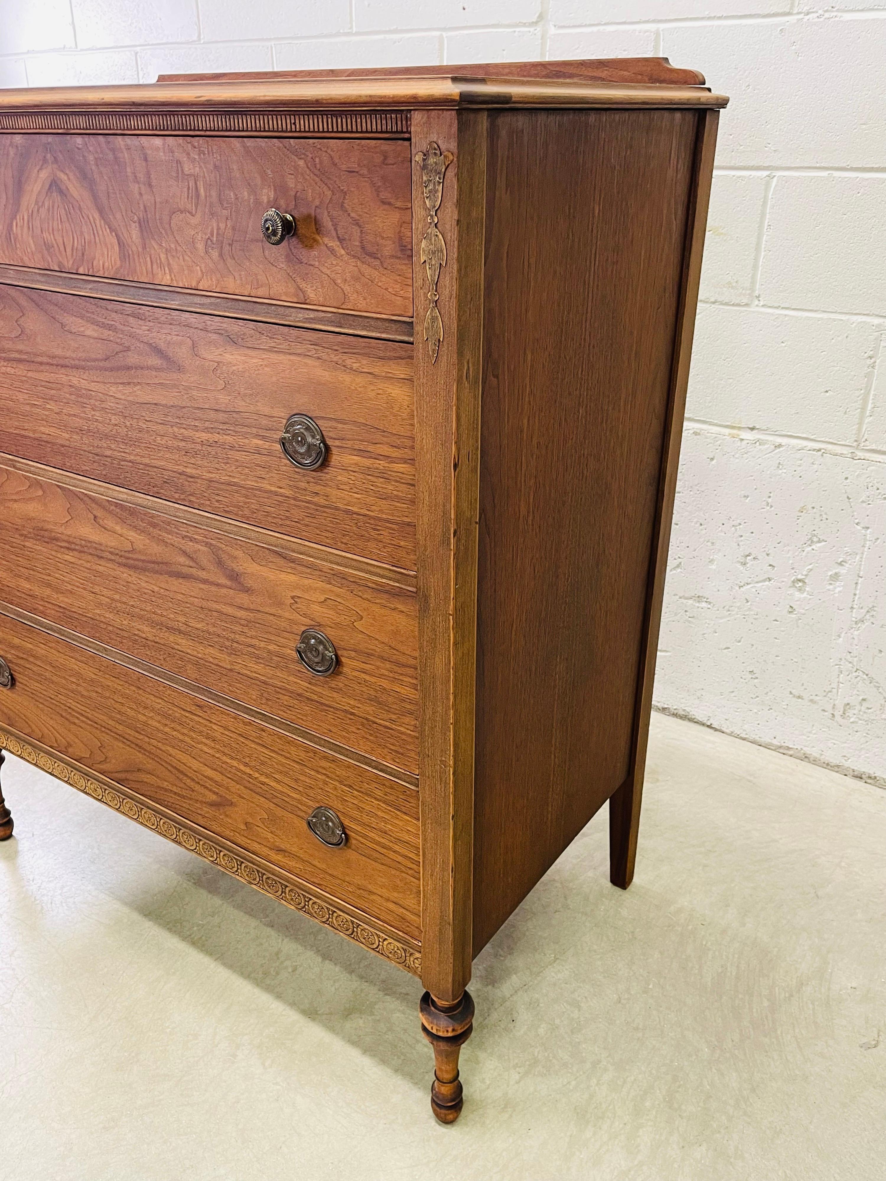 Art Deco Tall Walnut Wood Dresser 4