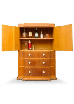 Art Deco Tallboy Cocktail Cabinet, Limed Oak, 1930s by Heal's
