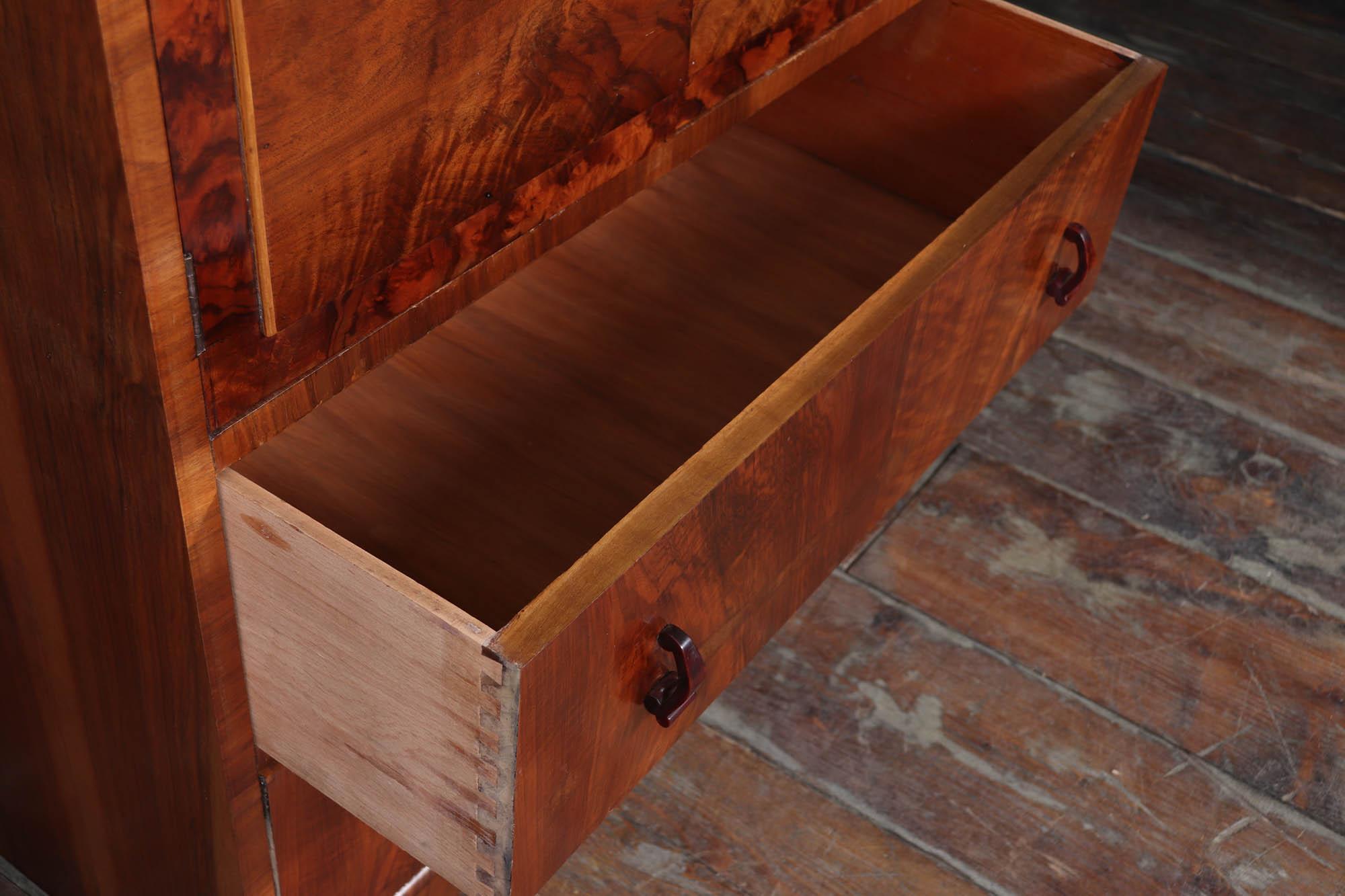 Mid-20th Century Art Deco Tallboy in Walnut