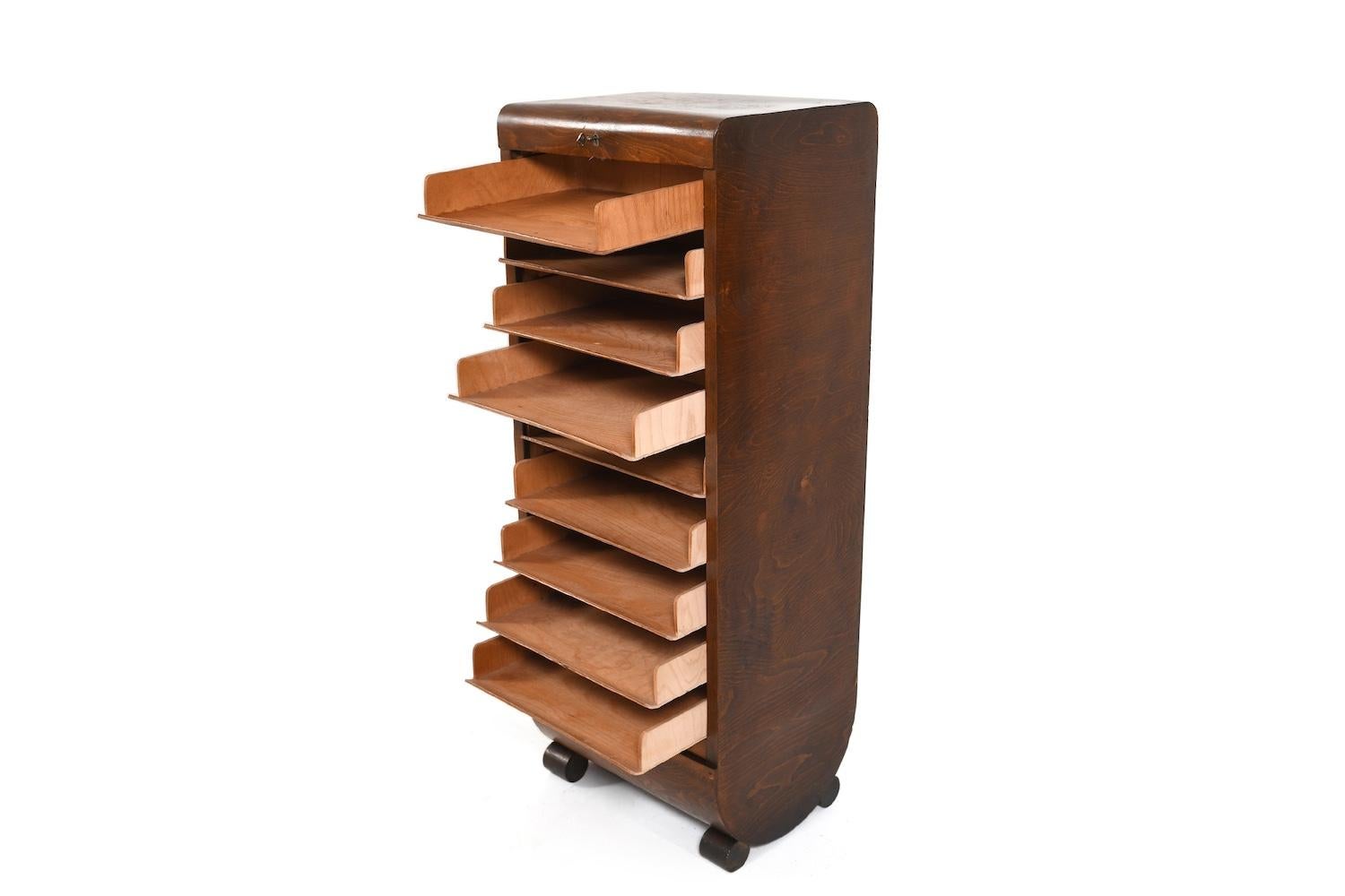 Art Deco Tambour Door File Cabinet, Denmark 1920s For Sale 5