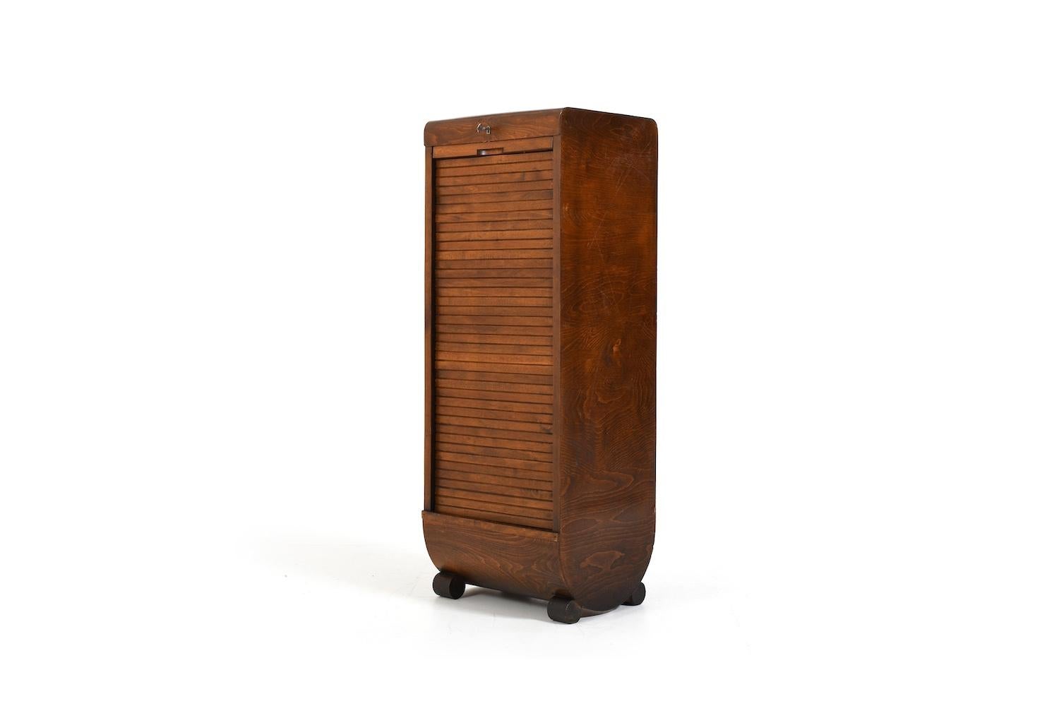 20th Century Art Deco Tambour Door File Cabinet, Denmark 1920s For Sale