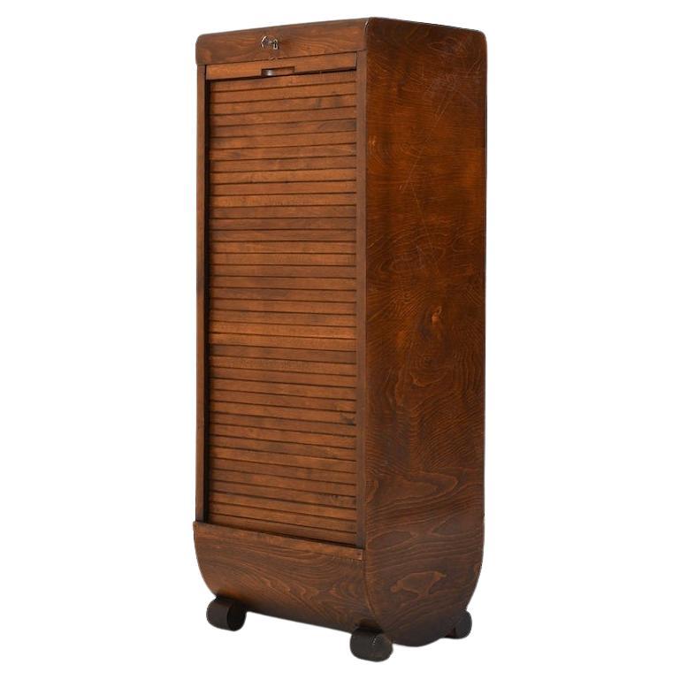Art Deco Tambour Door File Cabinet, Denmark 1920s For Sale