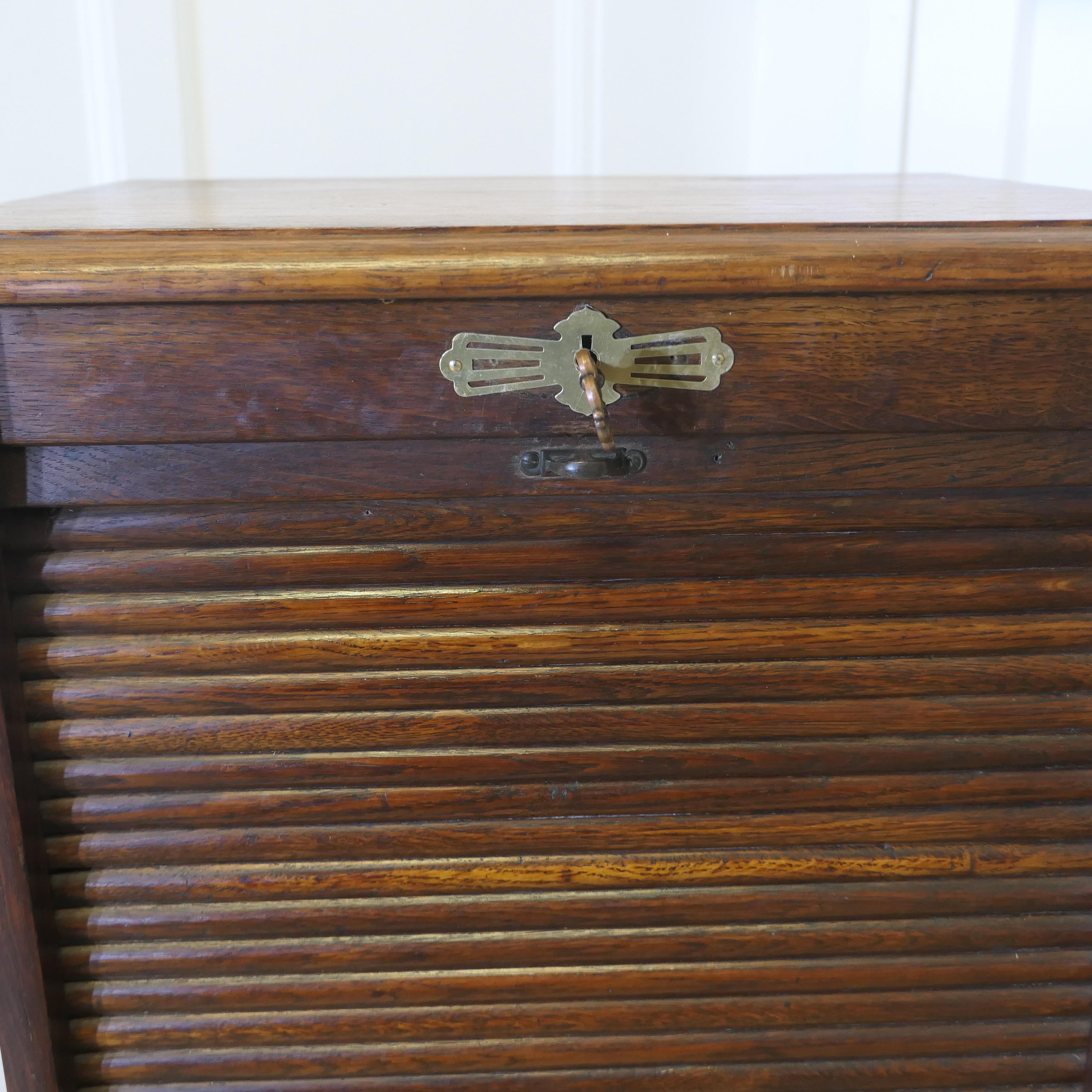 Art Deco Tambour Fronted Oak  Filing Cabinet For Sale 1