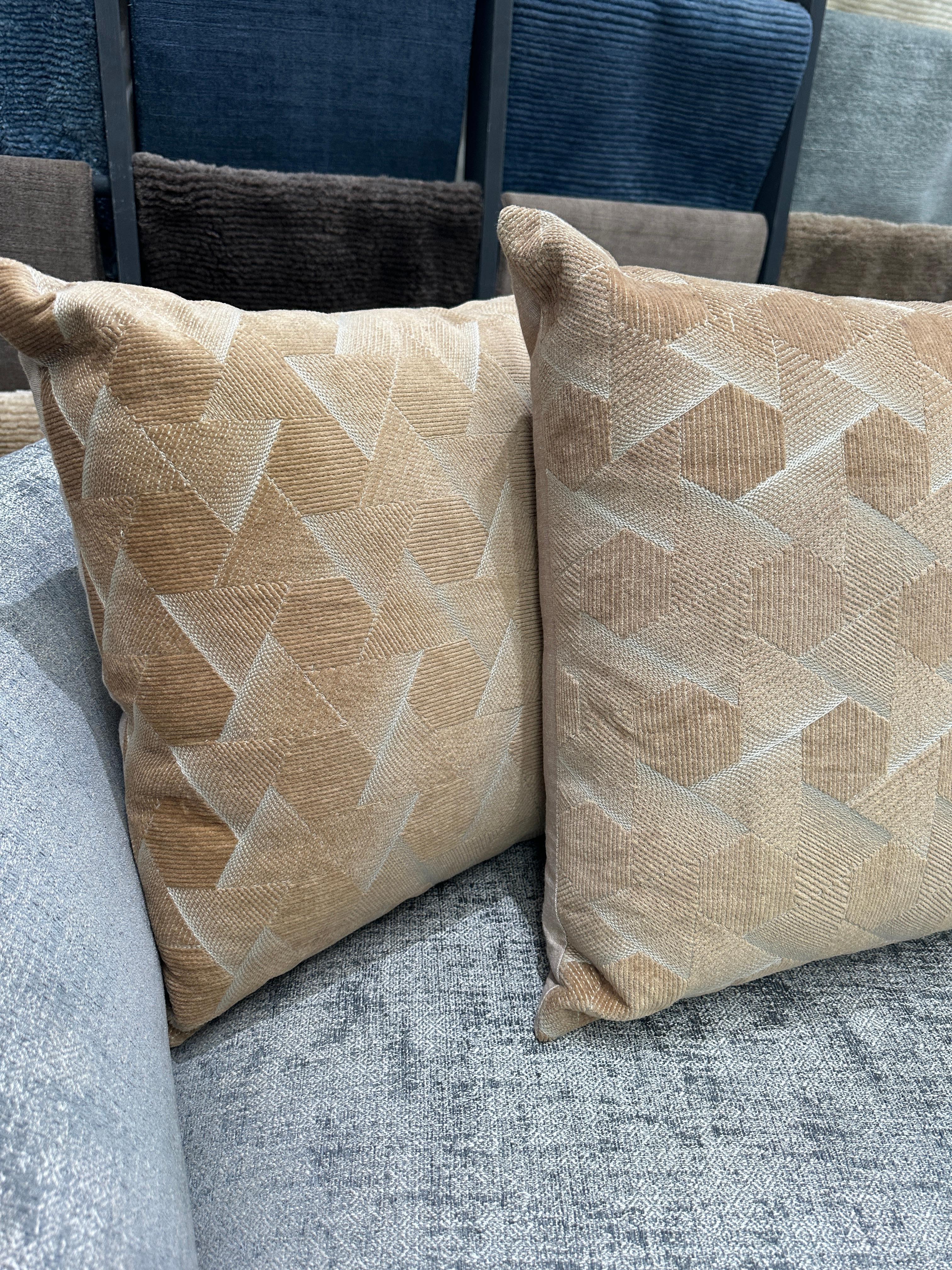 Bohème Coussin d'appoint marocain géométrique Art Déco Tan Sands en vente