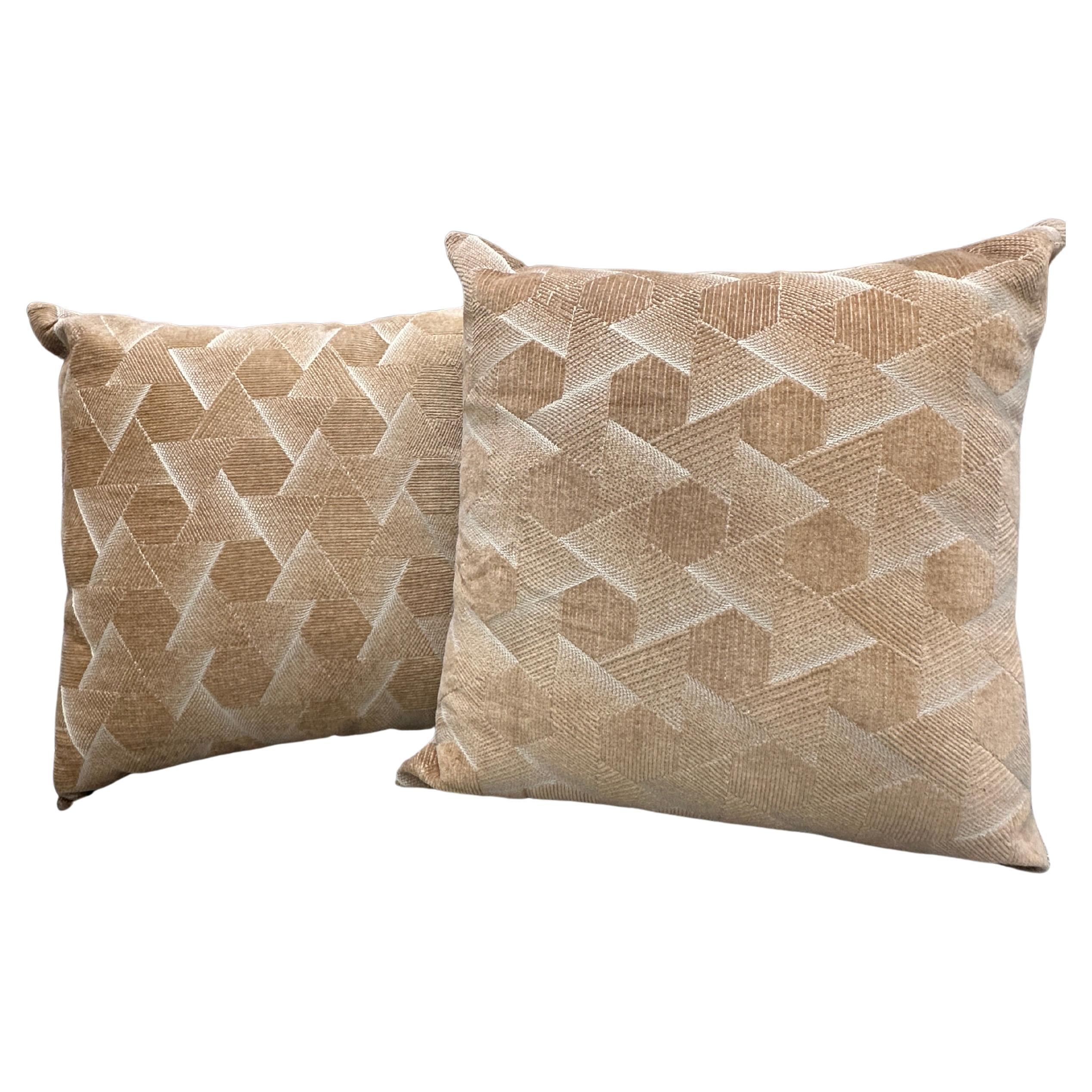 Coussin d'appoint marocain géométrique Art Déco Tan Sands en vente