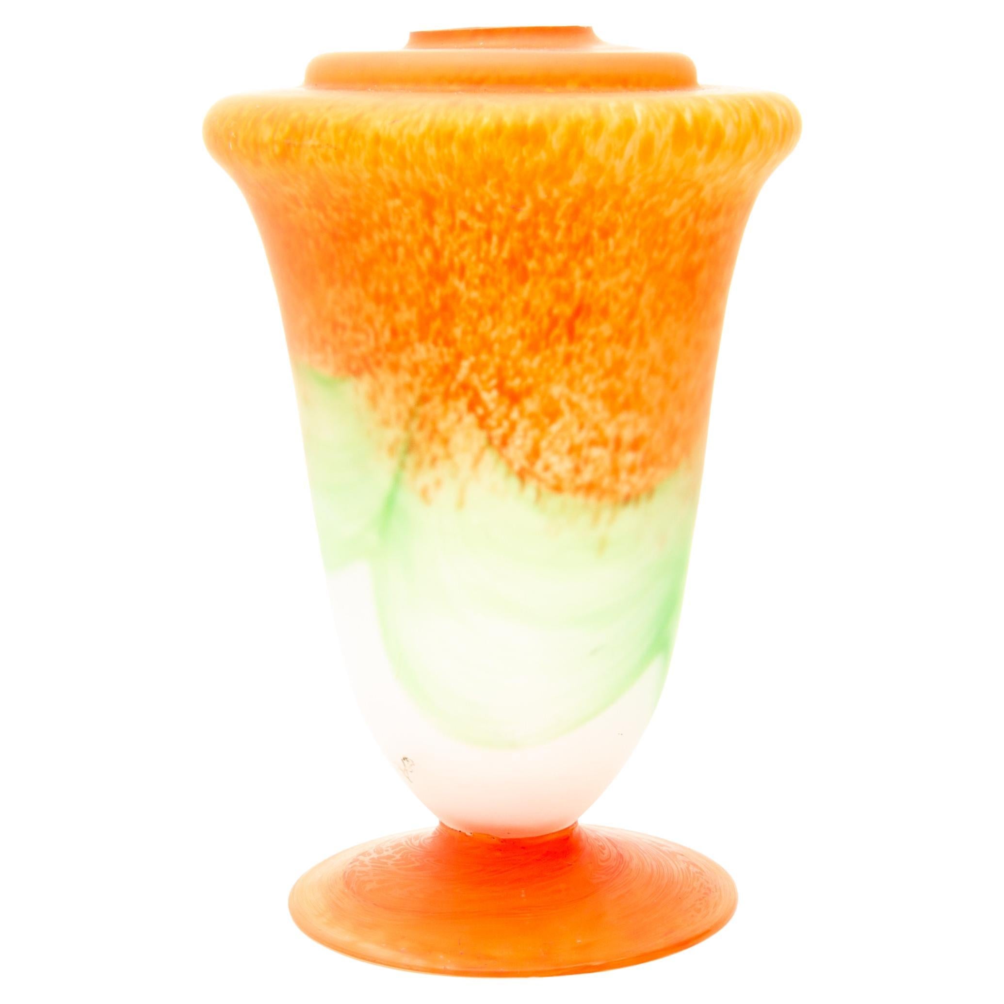 Art Deco Tango Pate de Verre Glass Vase