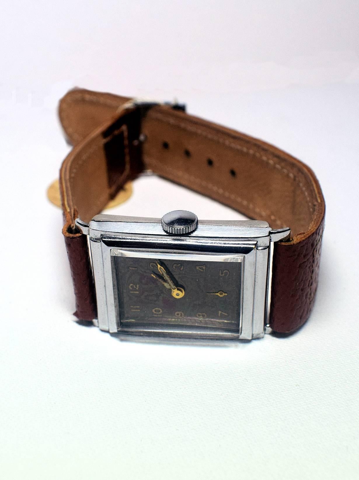 20th Century Art Deco Tank Style Men’s Wristwatch
