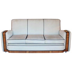 Art Deco Tank Three-Seat Sofa English, circa 1930