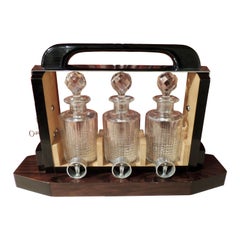 Art Deco Tantalus Decanter Set in Crystal, Wood and Chrome