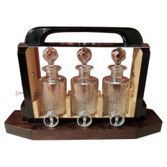 Vintage Art Deco Tantalus Decanter Set in Crystal, Wood and Chrome