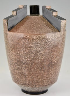 Art Deco Tapered Ceramic Vase Marcel Guillard, France, 1925