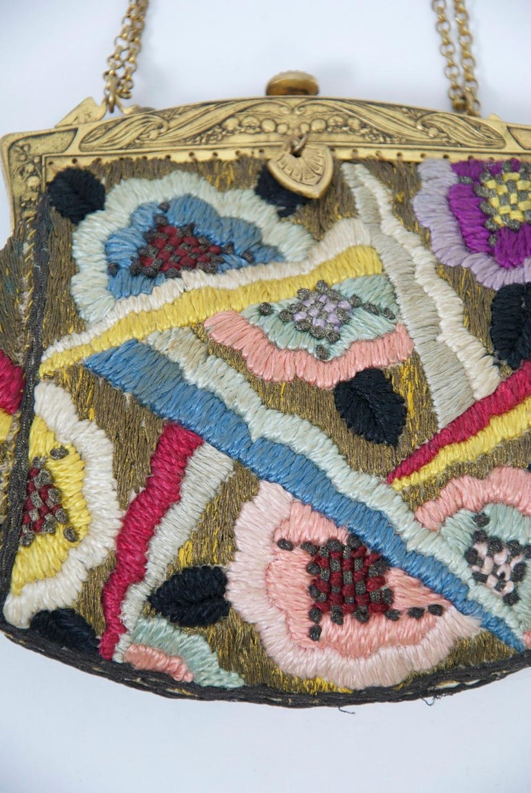 Art Deco Tapestry Evening Bag, France at 1stDibs