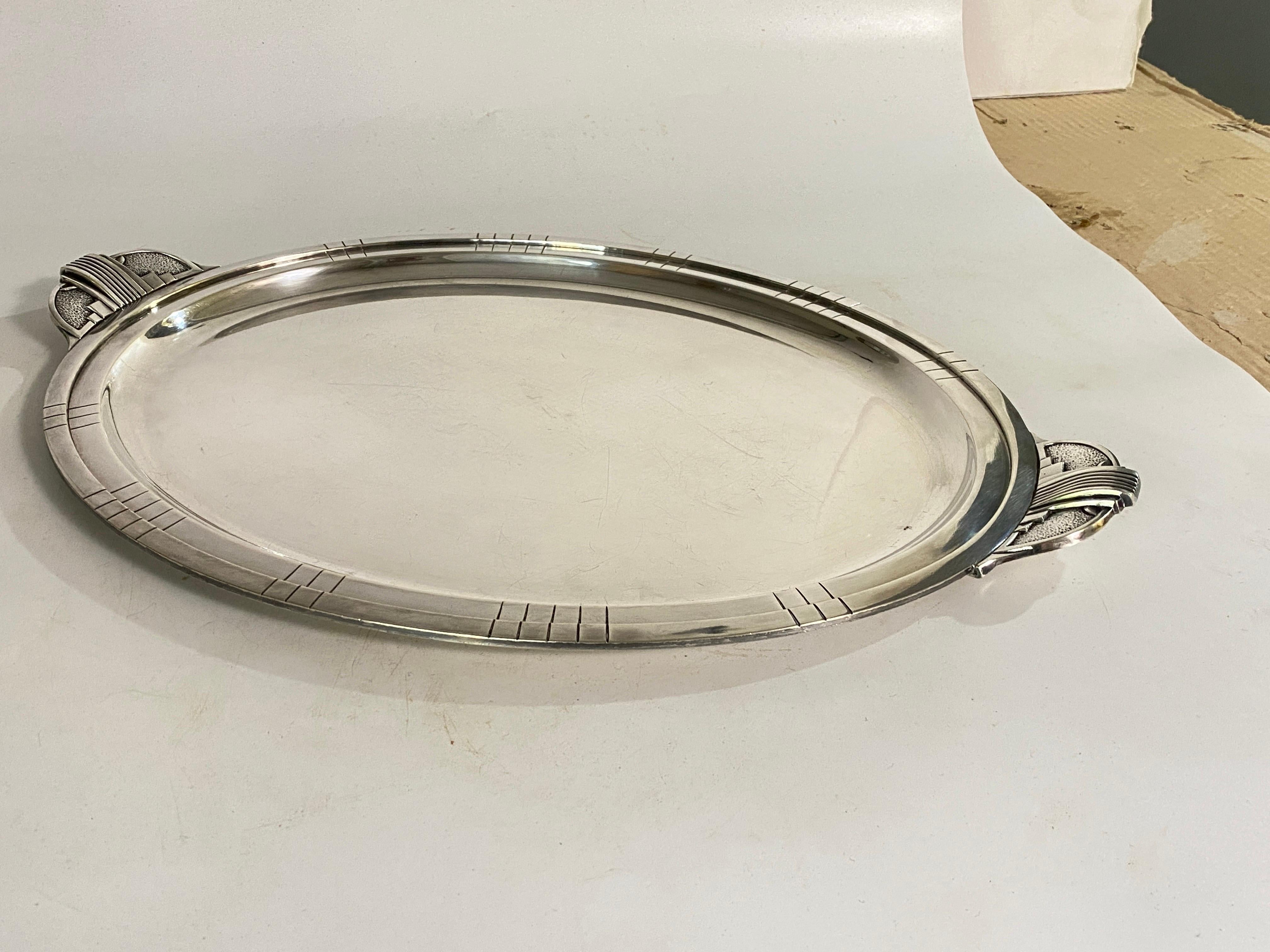 Art Deco Tay in Silver Plated Metal Silver Color Made in France 1940 For Sale 4