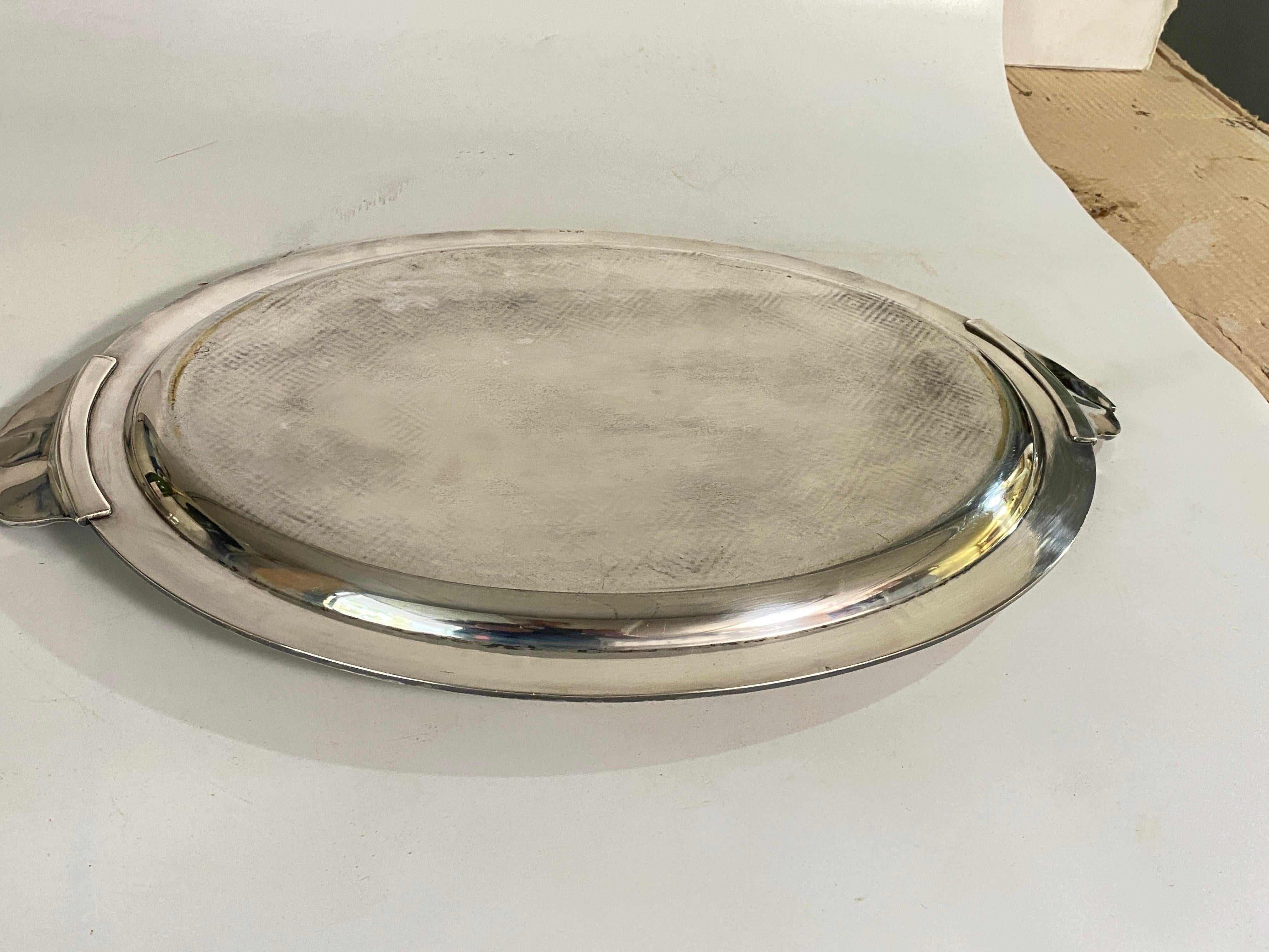 Mid-20th Century Art Deco Tay in Silver Plated Metal Silver Color Made in France 1940 For Sale