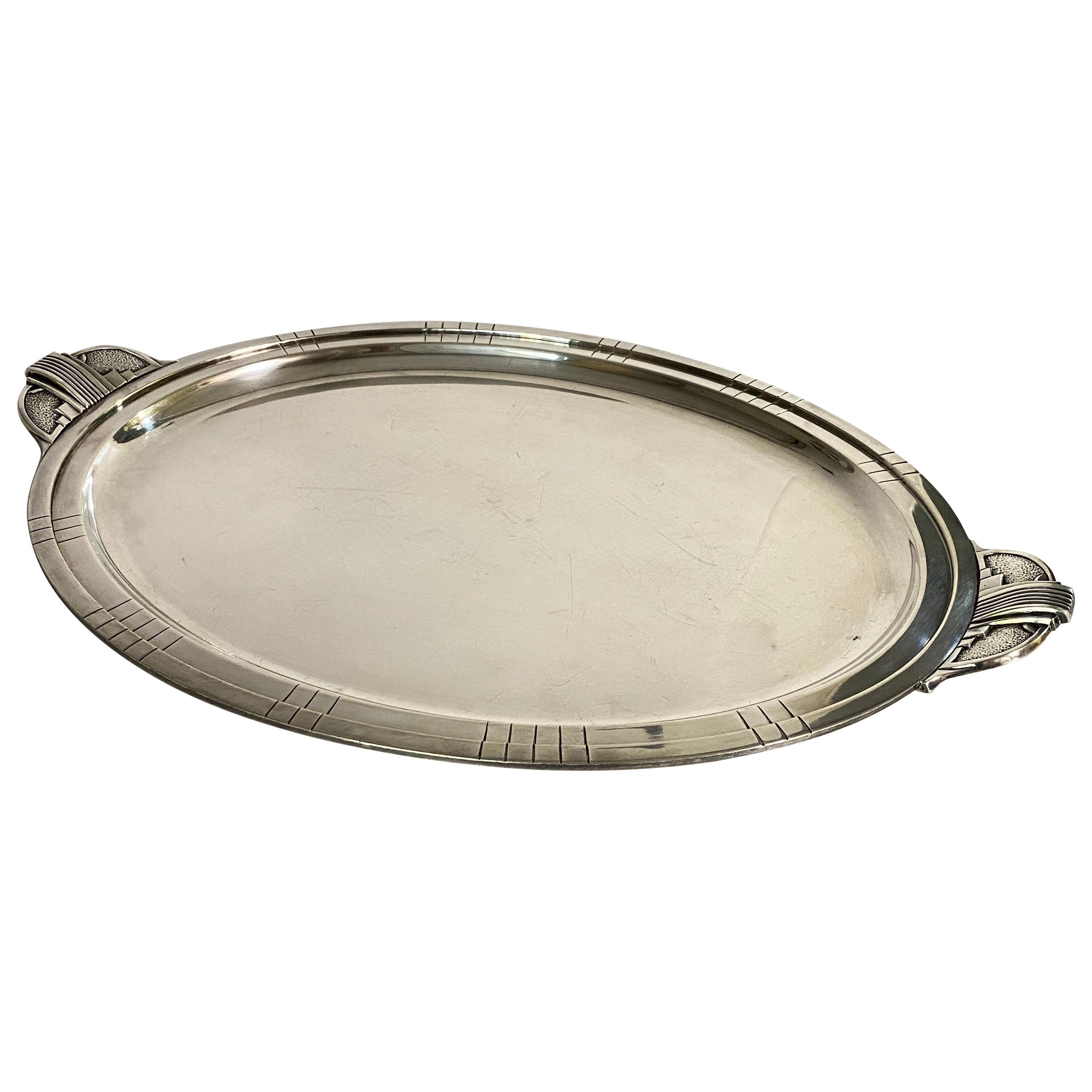 Art Deco Tay in Silver Plated Metal Silver Color Made in France 1940