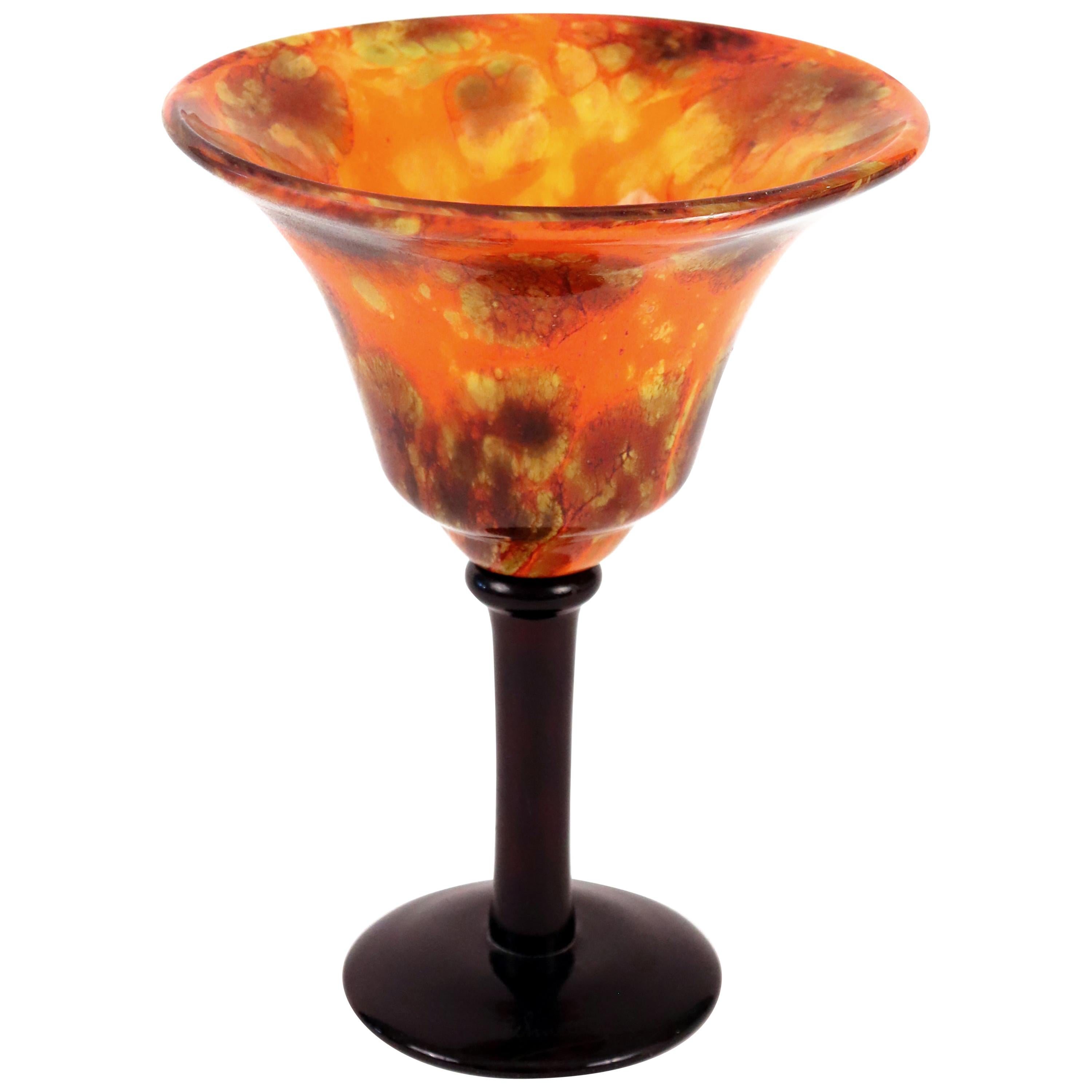 Marbrines Glas Coupe im Art déco-Stil von Charles Schneider