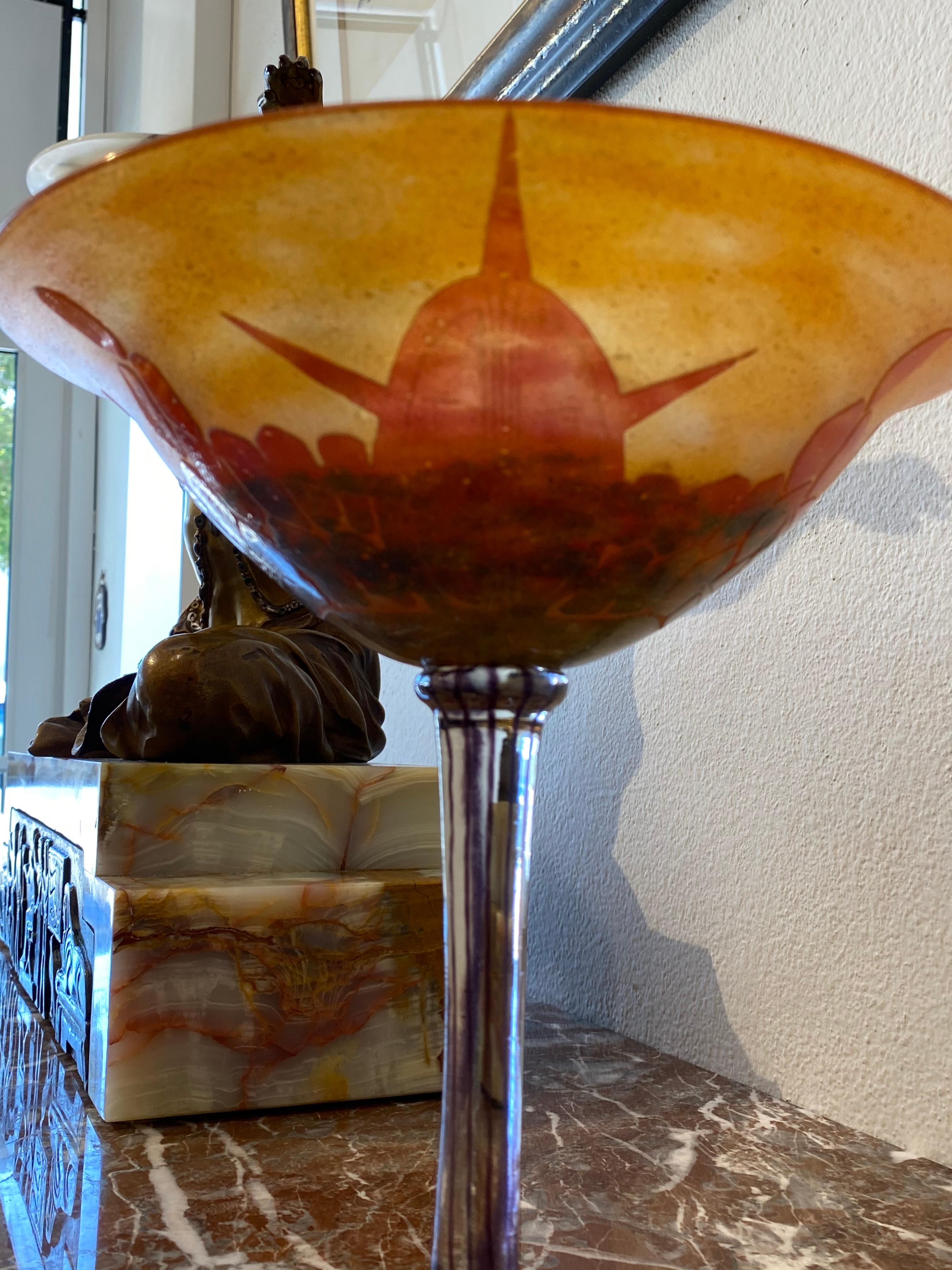 Art Deco Tortue Glass Coupe/Vase by Le Verre Francais In Good Condition For Sale In Miami, FL