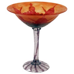 Coupe/vase en verre torsadé Art Déco par Le Verre Français