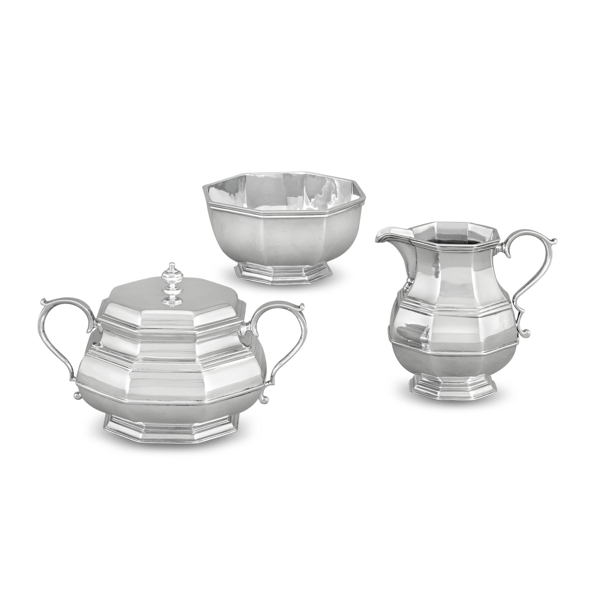 Argent Service à thé et café Art déco par Crichton de Londres en vente