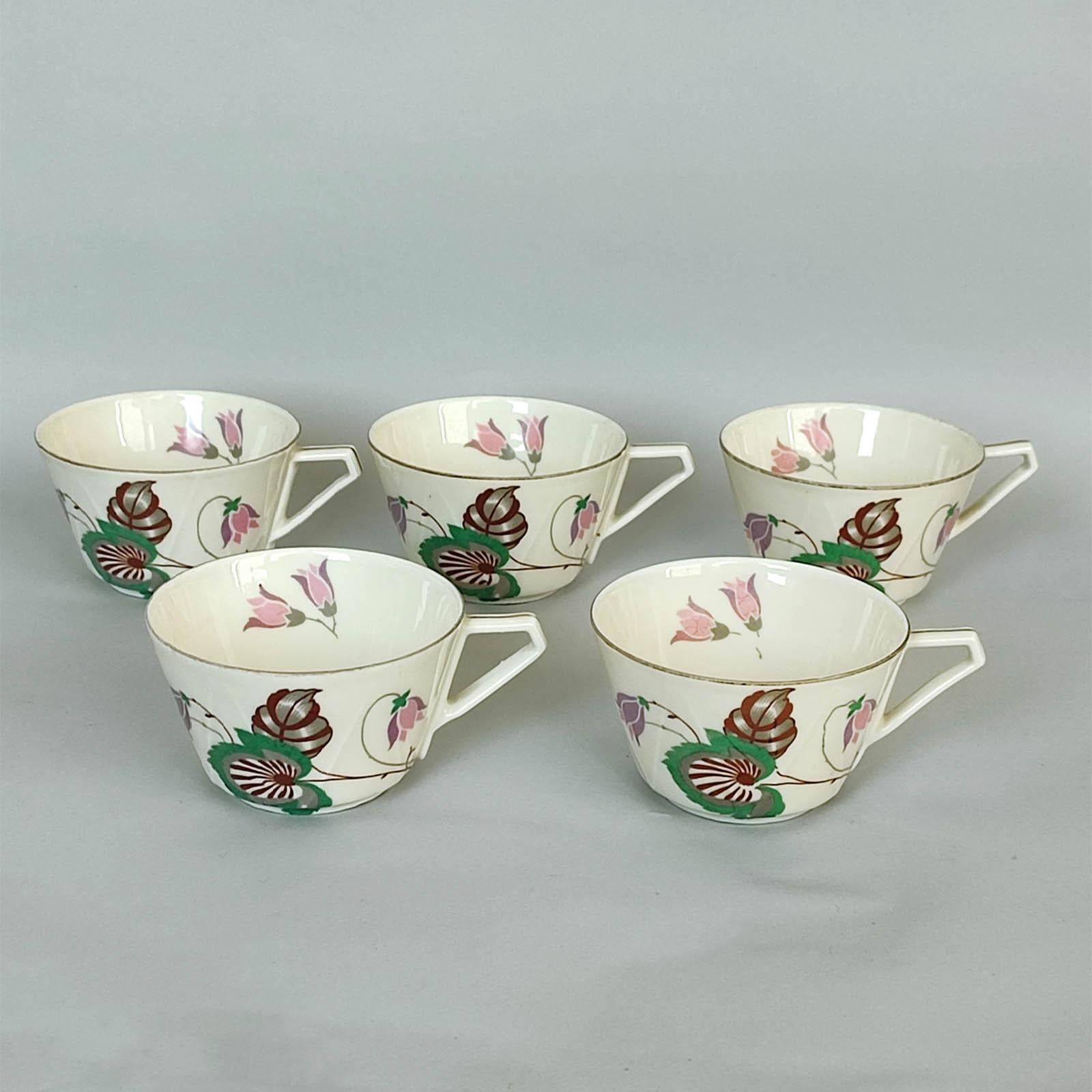 Art Deco Tea, Coffee, Dessert Set, Porcelain, Victoria, Czechoslovakia, 1930s For Sale 8