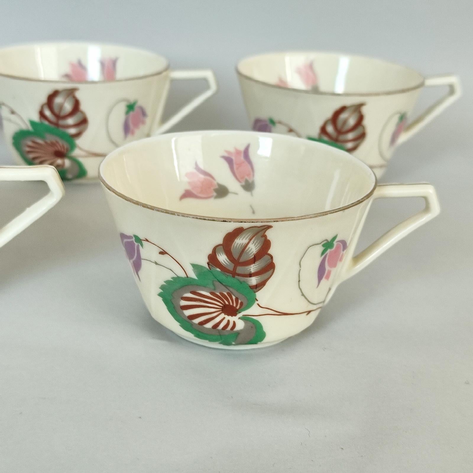 Art Deco Tea, Coffee, Dessert Set, Porcelain, Victoria, Czechoslovakia, 1930s For Sale 11