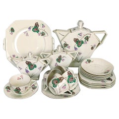 Set da tè, caffè e dessert Art Deco, porcellana, Victoria, Czechoslovakia, anni '30