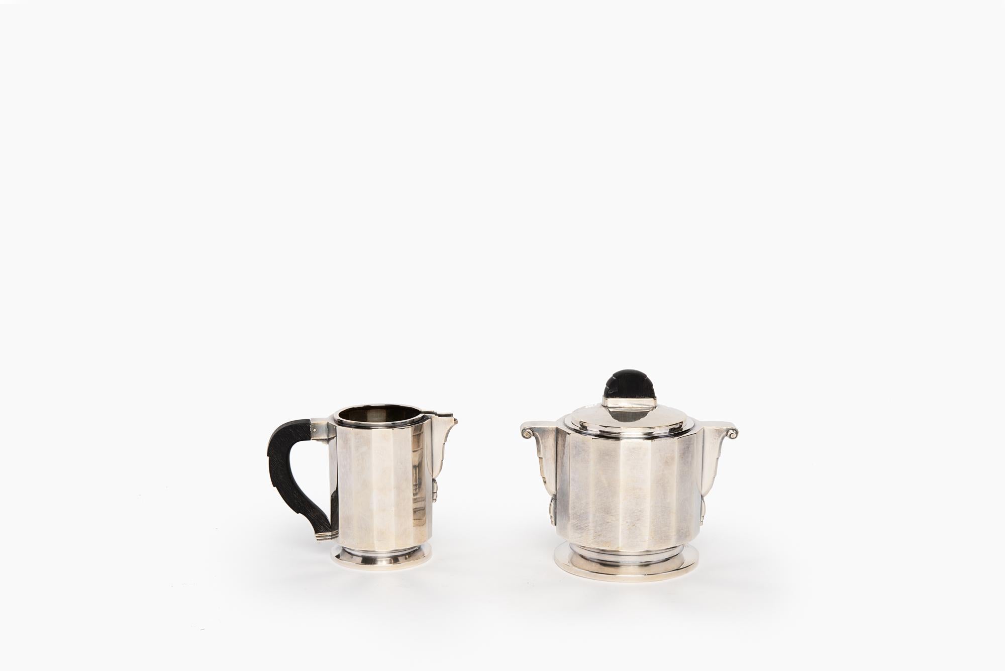 French Art Deco Tea/Coffee Service 4 Pieces in Silver Plated, France, 1930