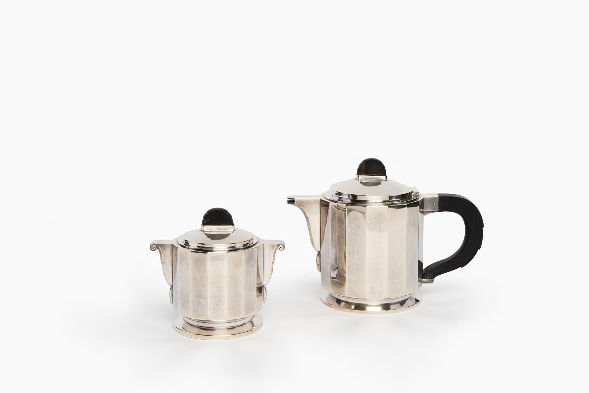 Other Art Deco Tea/Coffee Service 4 Pieces in Silver Plated, France, 1930