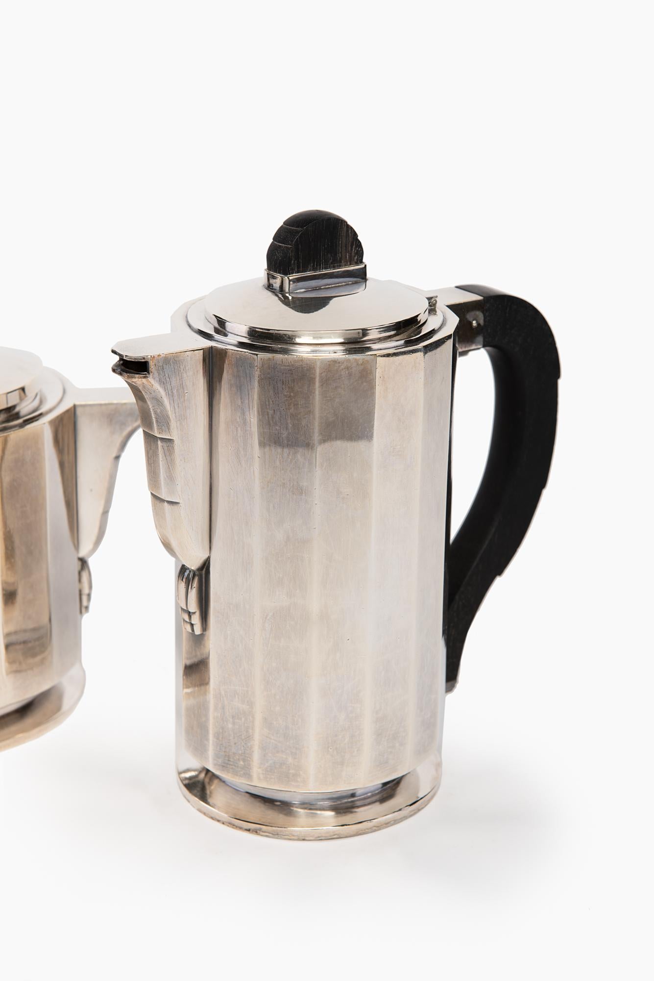 20th Century Art Deco Tea/Coffee Service 4 Pieces in Silver Plated, France, 1930