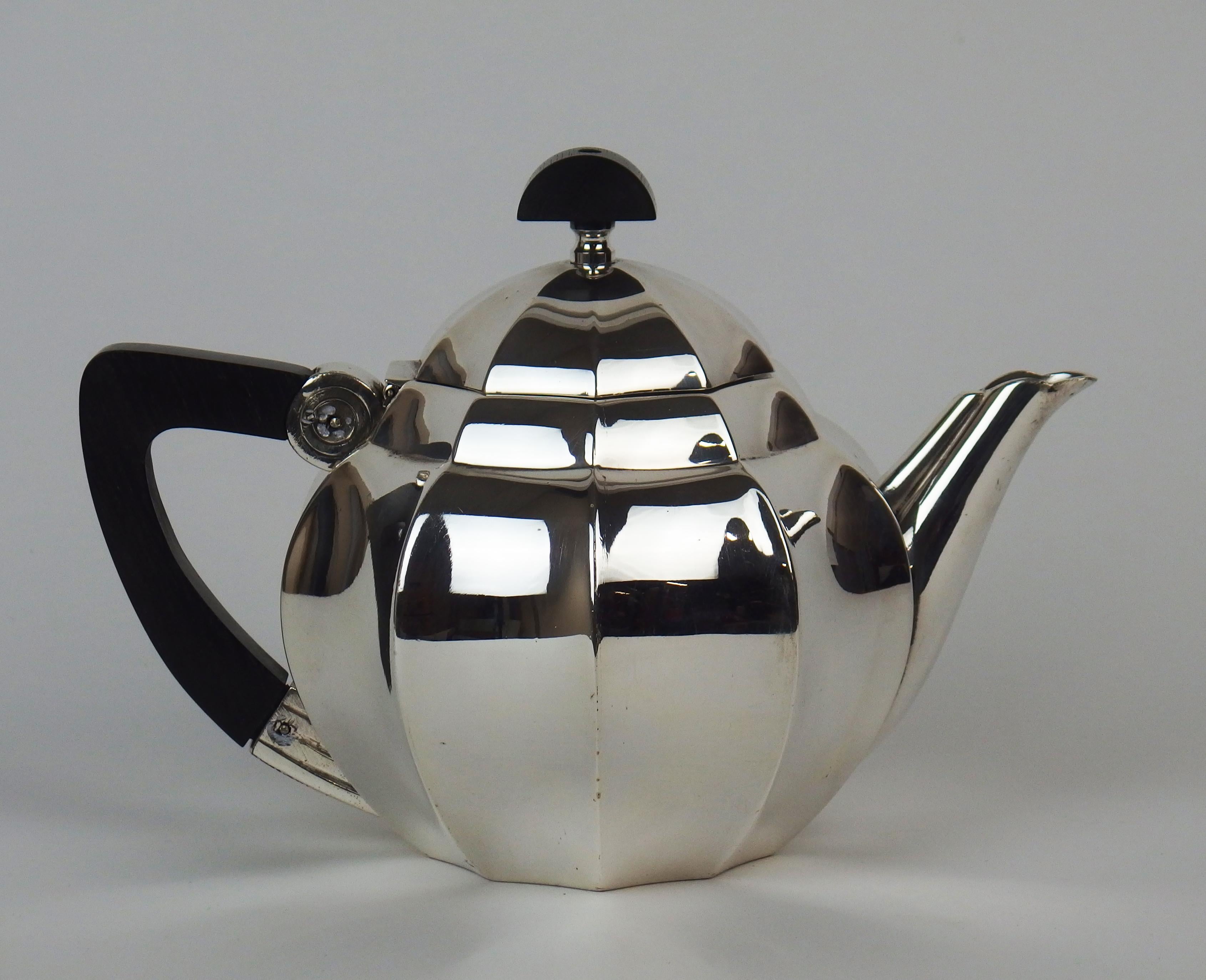 Plated Art Deco Tea- Coffee Service by Maurice Dufrene for Gallia Christofle For Sale