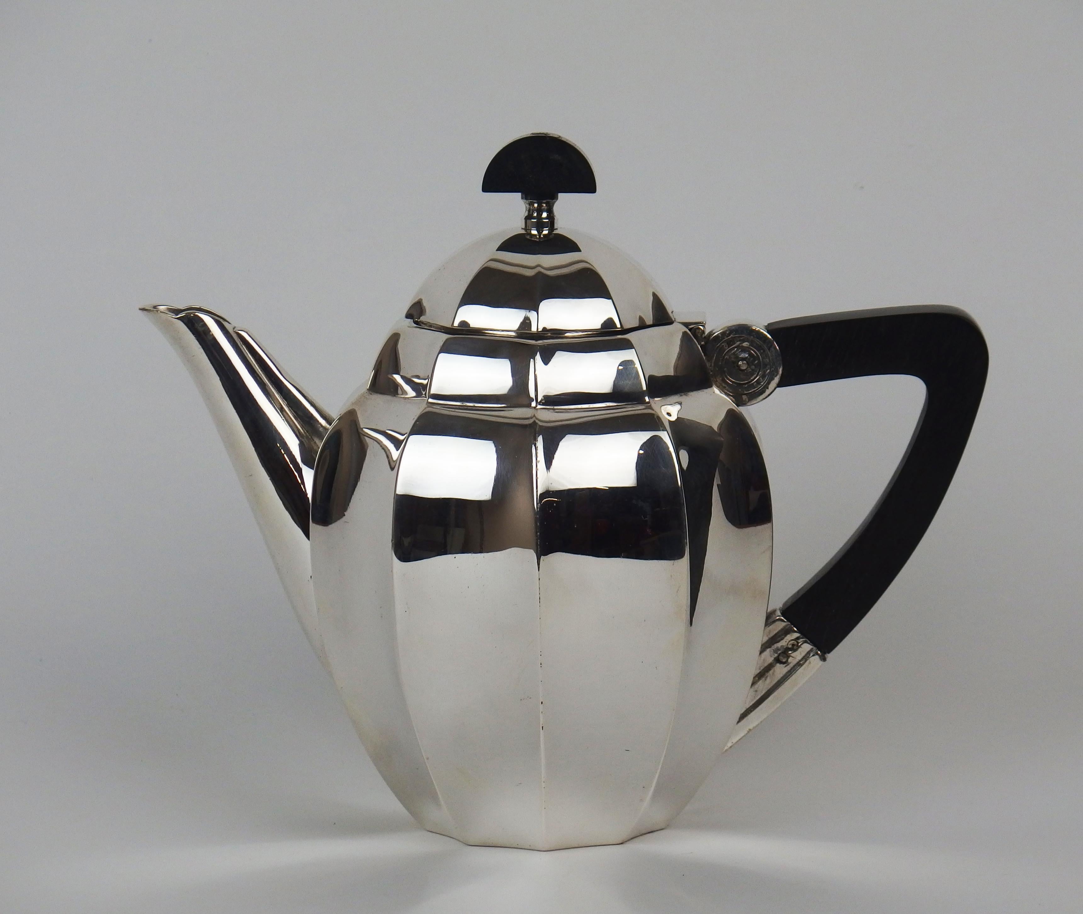 Mid-20th Century Art Deco Tea- Coffee Service by Maurice Dufrene for Gallia Christofle For Sale