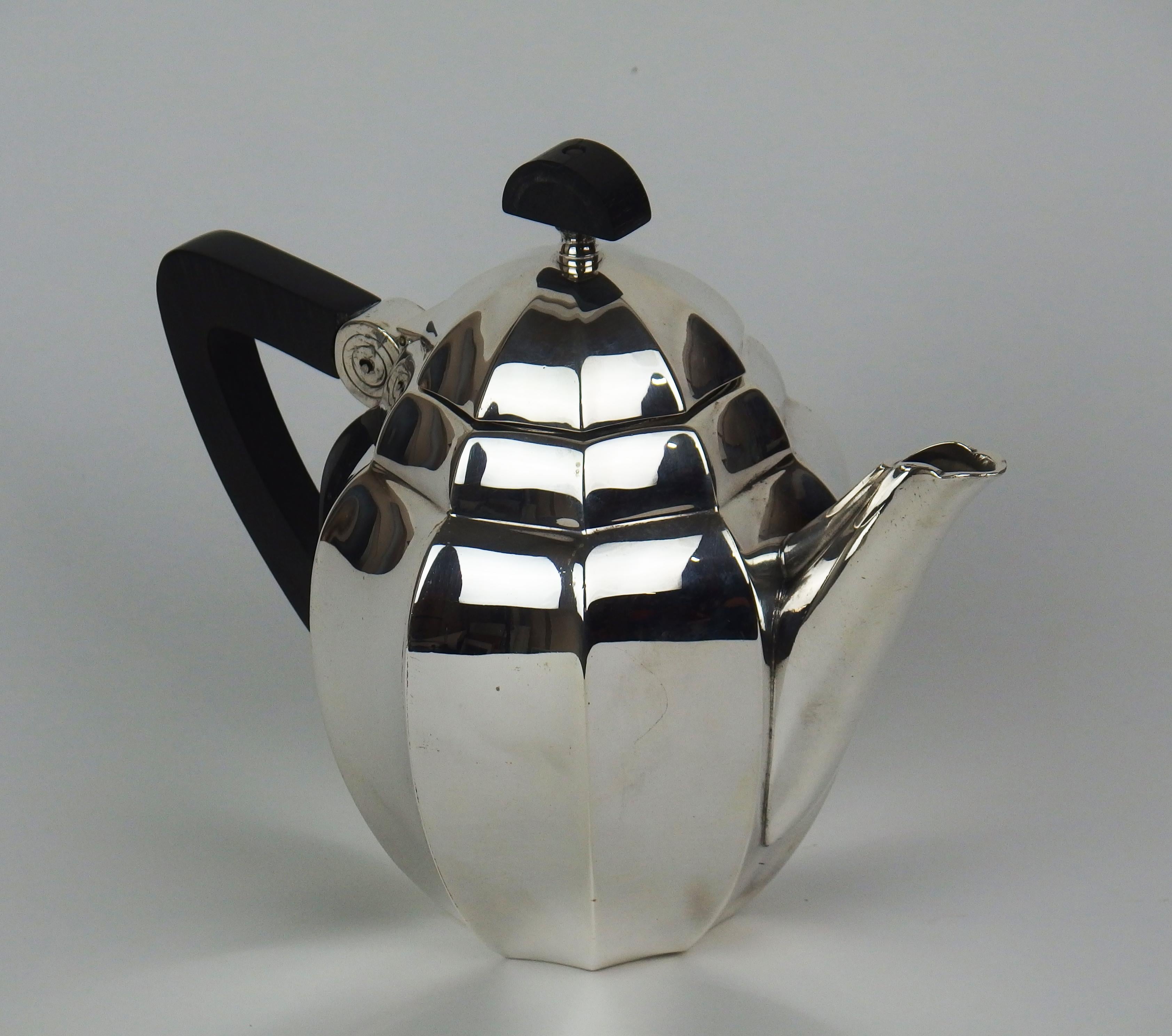 Silver Art Deco Tea- Coffee Service by Maurice Dufrene for Gallia Christofle For Sale