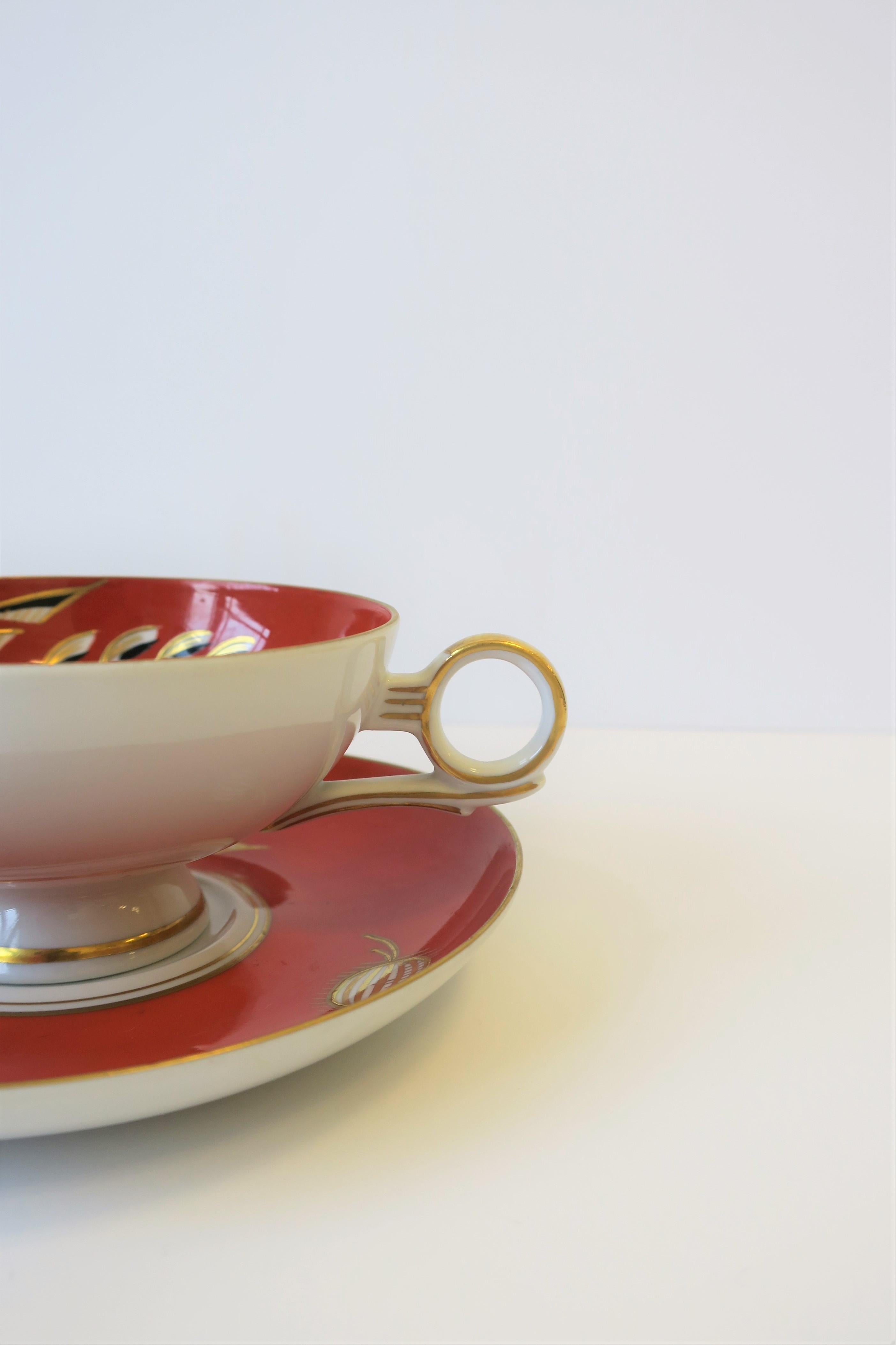 Taza de té o café Art Decó de porcelana terracota, negra y dorada de Wallendorf en venta 1