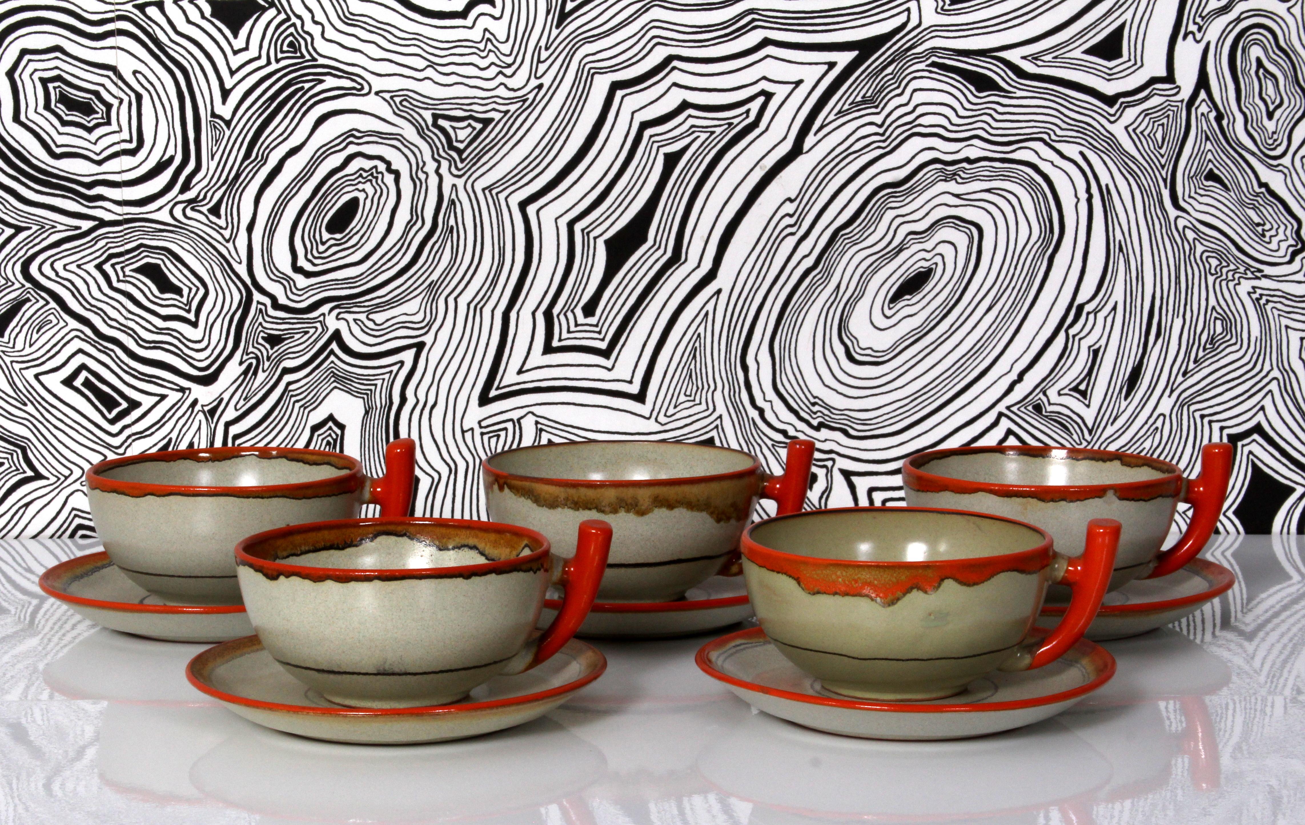 Art Deco Tea Service by Carstens Uffrecht ar 1930 uranium glaze + cups + plates  For Sale 1