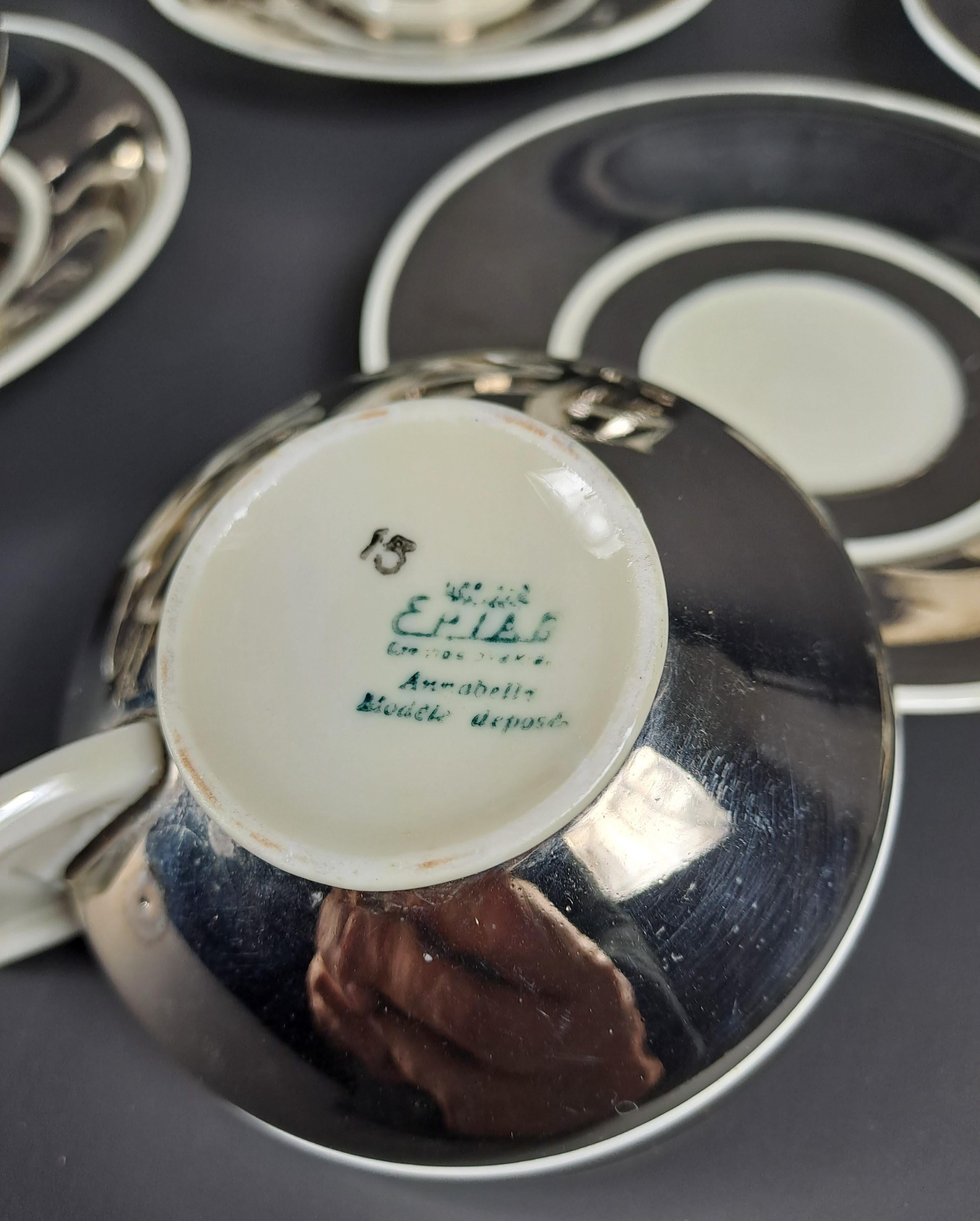Servizio da tè Art Deco in porcellana d'argento pregiata in vendita 4