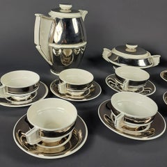 Art Deco Tea Set In Fine Silver Porcelain