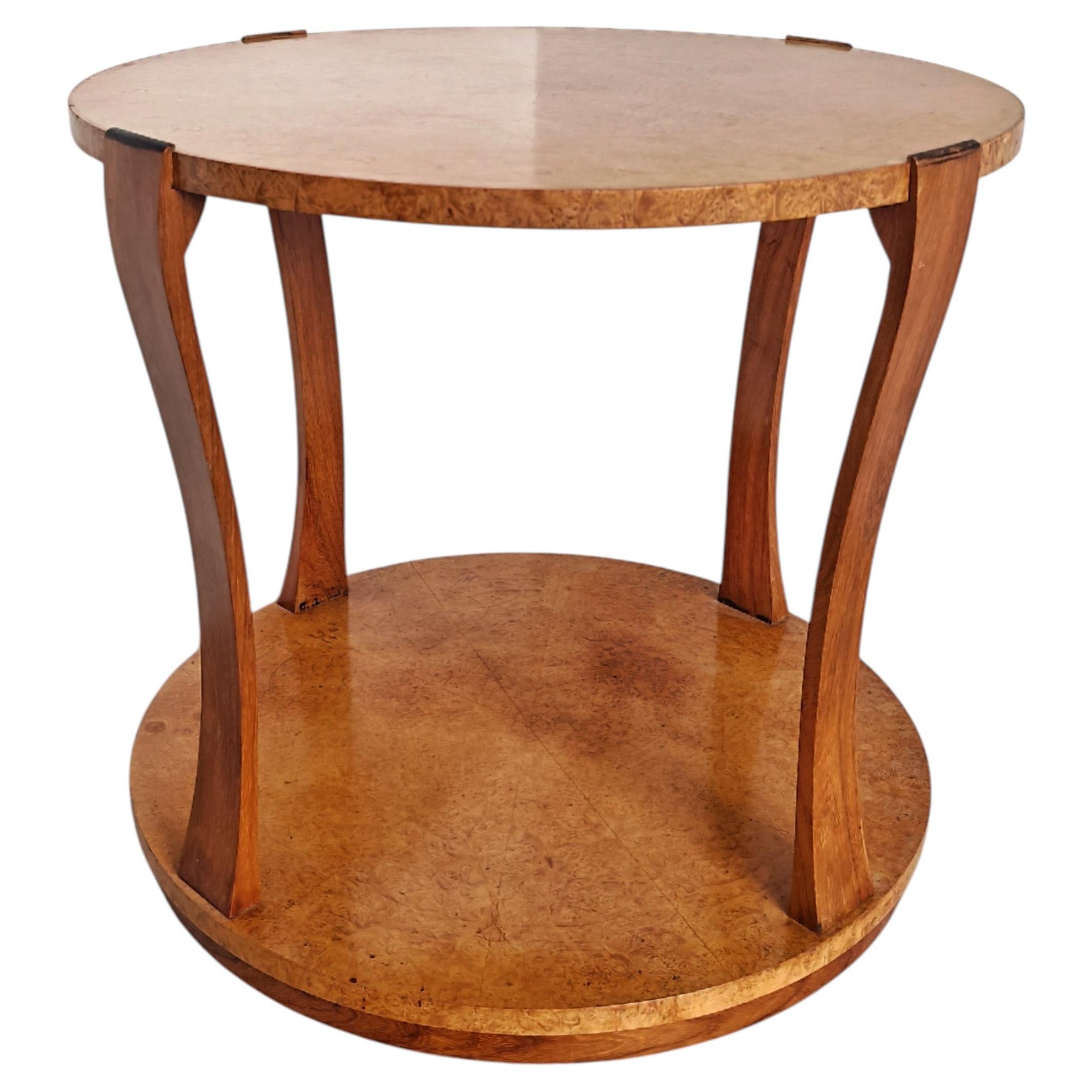 Art Deco Tea Table or Occasional Table in rich burl veneer, Italy 1930s For Sale