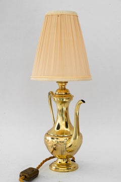 Art Deco Teacan table lamp with fabric shade vienna around 1920s