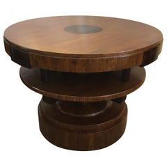 Art Deco Teak Center or Dining Table with Rosewood Accents