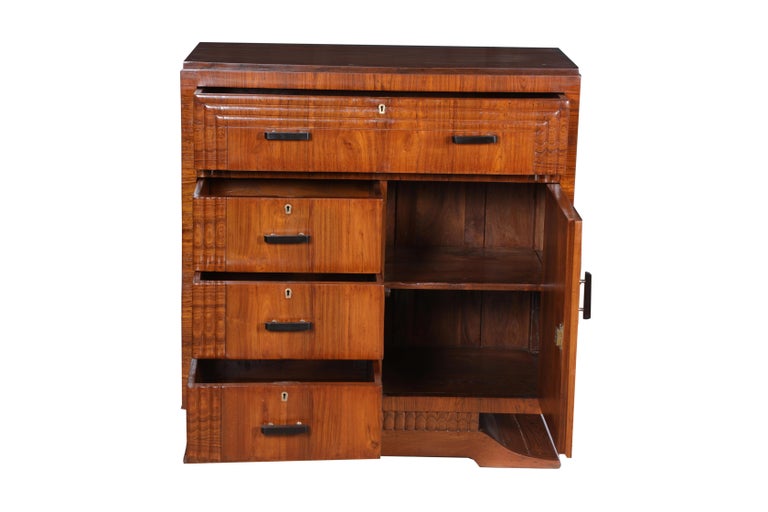 Art Deco Teak Chest of Drawers, Cabinet Commode In Good Condition For Sale In Nantucket, MA