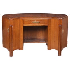 Antique Art Deco Teak Desk with Side Compartments