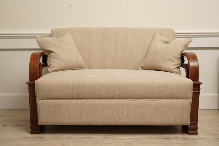 Art Deco Teak Living Room Set, Love Seat and Pair of Club Chairs