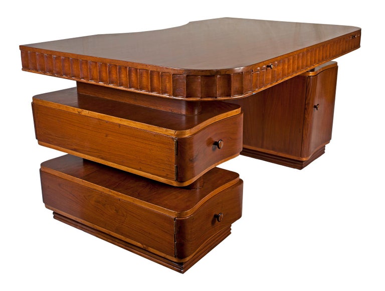 Art Deco Teak Partners Desk at 1stDibs